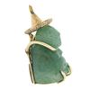 Image 3 : Vintage 10k Yellow Gold Carved Green Jade Sculpture Chinese Letter Charm Pendant