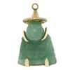 Image 4 : Vintage 10k Yellow Gold Carved Green Jade Sculpture Chinese Letter Charm Pendant