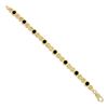 Image 4 : Vintage Solid 14k Yellow Gold Round Bezel Set Black Onyx Geometric Link Bracelet