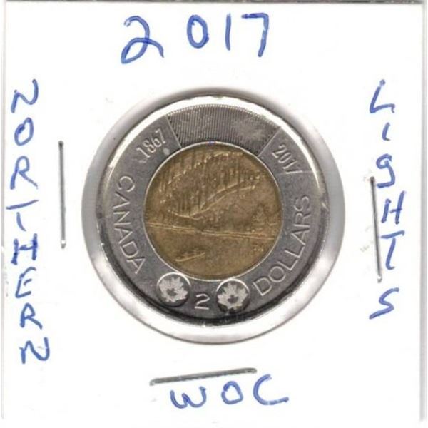 2017 Canadian Toonie,Northern Lights With out Colour