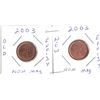 Image 1 : 2003 Canadian Small Cent Pennys, Old Effigy and New Effigy Non-Magnetic