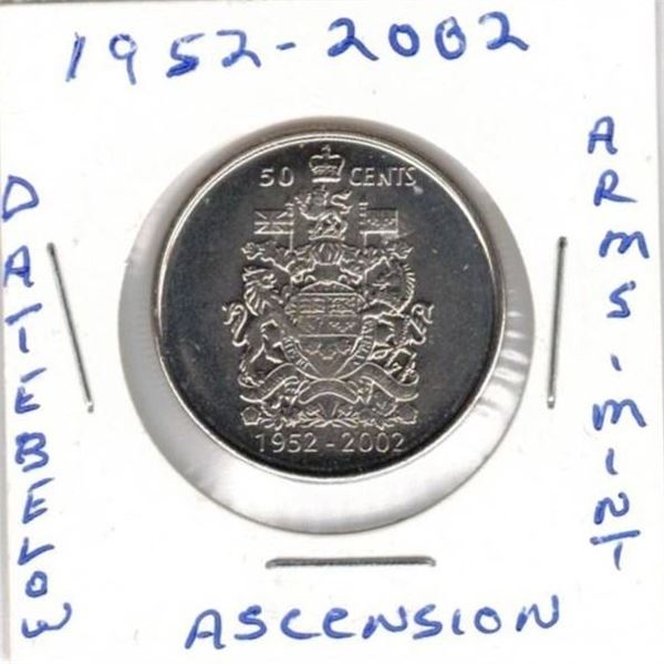 Canadian Half Dollar,1952-2002,Date Below Arms,Ascension,MINT