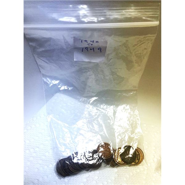 Bag of Canadian Small Cents 1940 - 1949