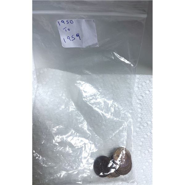 Bag of Canadian Small Cents 1950 - 1959