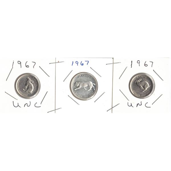 Canadian Centennial Two Nickels and One Quarter