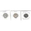 1957 Canadian Quarter, 1967 Canadian quarter and 1967 Canadian five cents