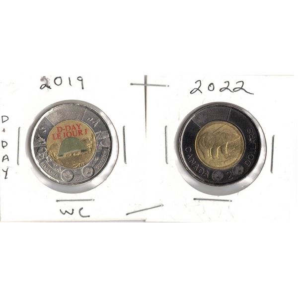 2019  Toonie D-Day and 2022 Toonie Polar  bear