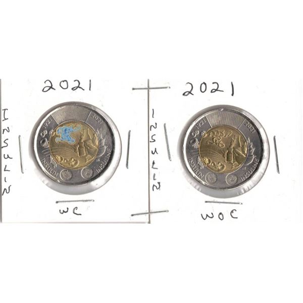 2021 Toonies , Discovery of Insulin,  With Colour and Without Colour