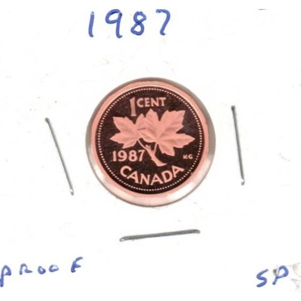 1987 Canada One Cent Proof coin with Frosted finish