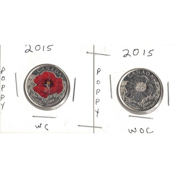 2015 Poppy Quarter,  With Colour and Without Colour