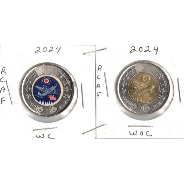 2024 RCAF Toonies, With Colour and Without Colour