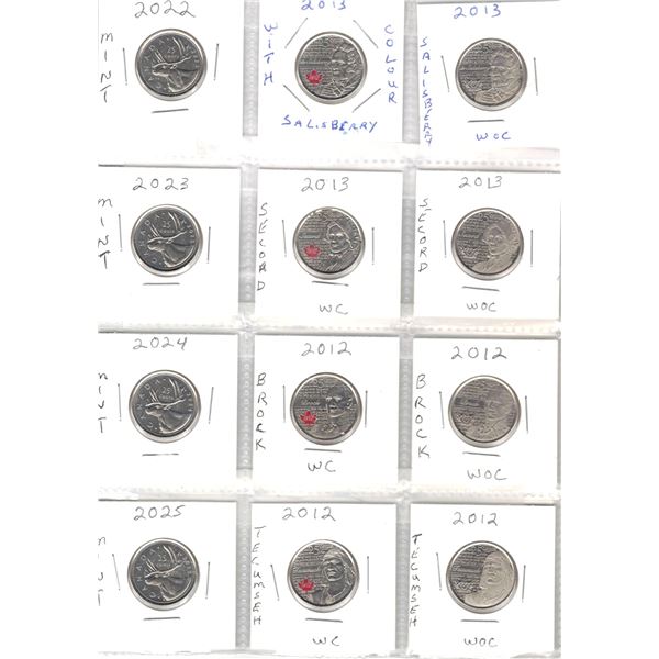 12 Quarters Slisbury, secord, Brock and Tecumseh WITH Colour and WITHOUT Colour