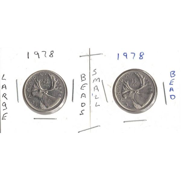 TWO 1978 Quarters,  One Large Beads,  One Small Beads