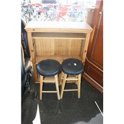 SMALL WET BAR & 2 STOOLS