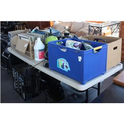 Table lot of miscellaneous household items