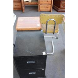 filing cabinet, bar stool, small table
