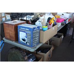 Table lot of miscellaneous household items