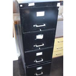 Black metal filing cabinet