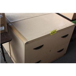 2 wooden lateral filing cabinets