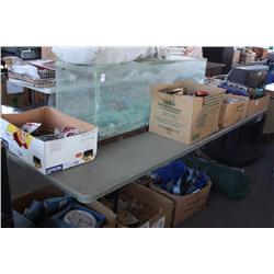 Table lot of miscellaneous items, fish tank, etc,