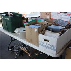 Table lot of miscellaneous household items