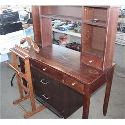 Small desk w/ coat rack, hutch, nightstand