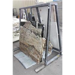 Quantity of ~9 Marble Slabs and Rack