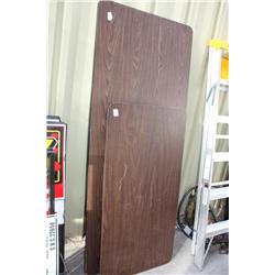 Set of tables and a lot of small signs w/holder