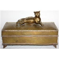 Brass Footed Box with Cat Cover