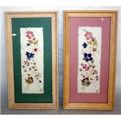 Two Framed & Signed Pressed Flower Art