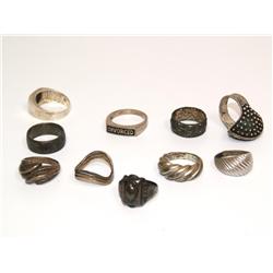 Lot of 10 Sterling Silver Rings