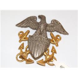 Vintage Seabees WWII Pin Sterling Silver & 14k GF