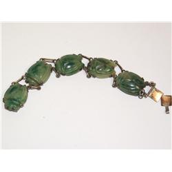 Vintage Mexican Silver Jade Beetle Scarab Bracelet