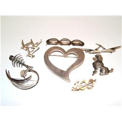 Lot of 8 Vintage Sterling Silver Pins 63gr