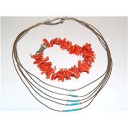 Liquid Sterling Silver Necklace & Coral bracelet
