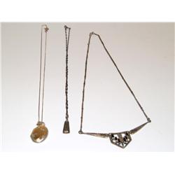 Lot of 3 Sterling Silver Necklaces W/Pendants