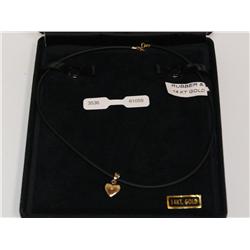 Rubber Necklace W/14K Milor Heart Pendant Diamond