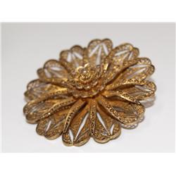 Antique Dutch Early 1900's Silver Filigree Brooch
