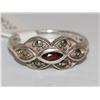 Image 1 : Sterling Silver Ring With Garnet & Marcasite