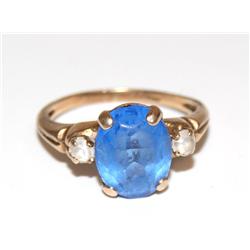 10kt AAA Chatham Tanzanite & White Stone Ring