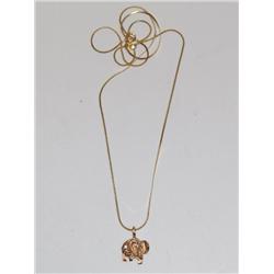 14K Gold Chain & Elephant Pendant