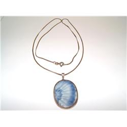 Antique Ming Porcelain Pendent & Sterling Chain
