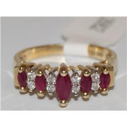 AAA Burmese Ruby & Diamonds Marquise Ladies Ring