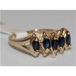 14K Gold Ring With Marquise Sapphires