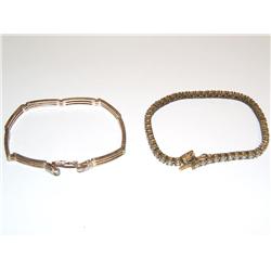 Set of 2 Vermeil Tennis Bracelets Sterling Silver