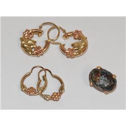 Mystic Topaz Pendant & Gold Hoops Earrings