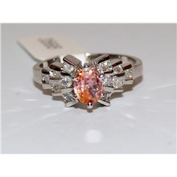 1.00Ctw AAA Pink Sapphire & Diamonds Ladies Ring