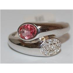 AAA Pink Sapphire & Diamonds Design Ladies Ring