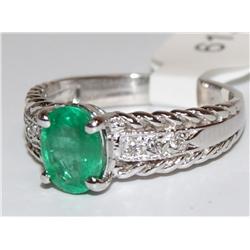 1.00Ctw AAA Colombian Emerald & Diamonds Ladies Ri