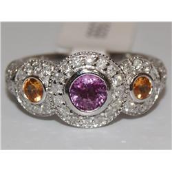 AAA Pink Sapphire, Citrine & Diamonds Design Ladie